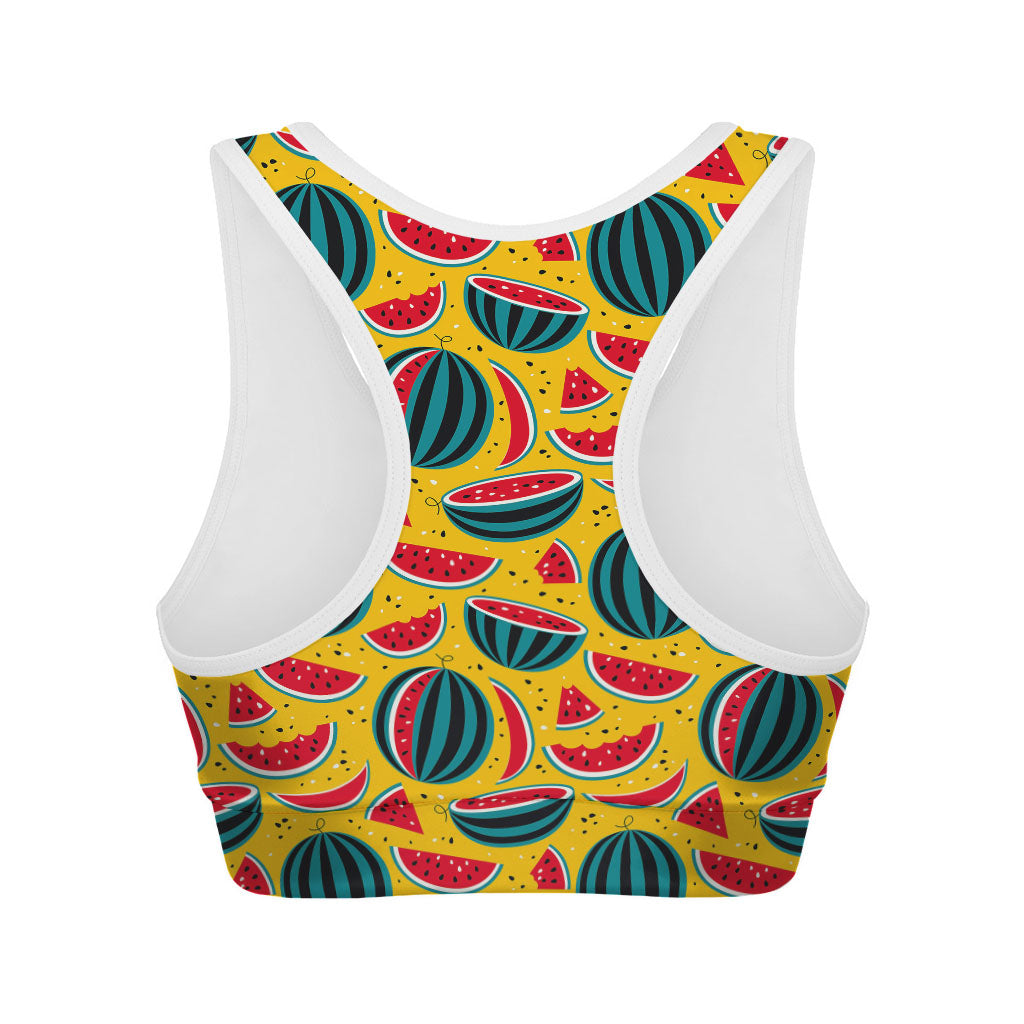 Yellow Watermelon Pieces Pattern Print Women's Sports Bra