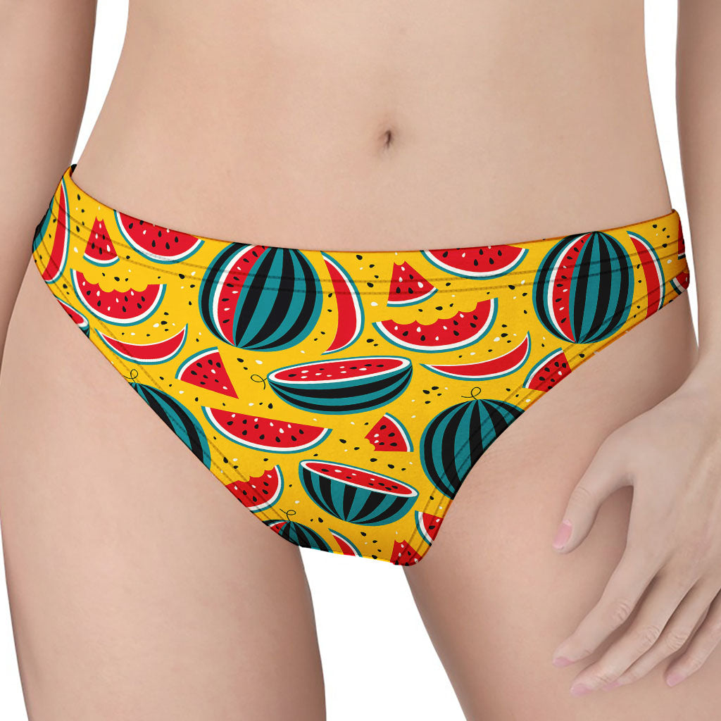 Yellow Watermelon Pieces Pattern Print Women's Thong