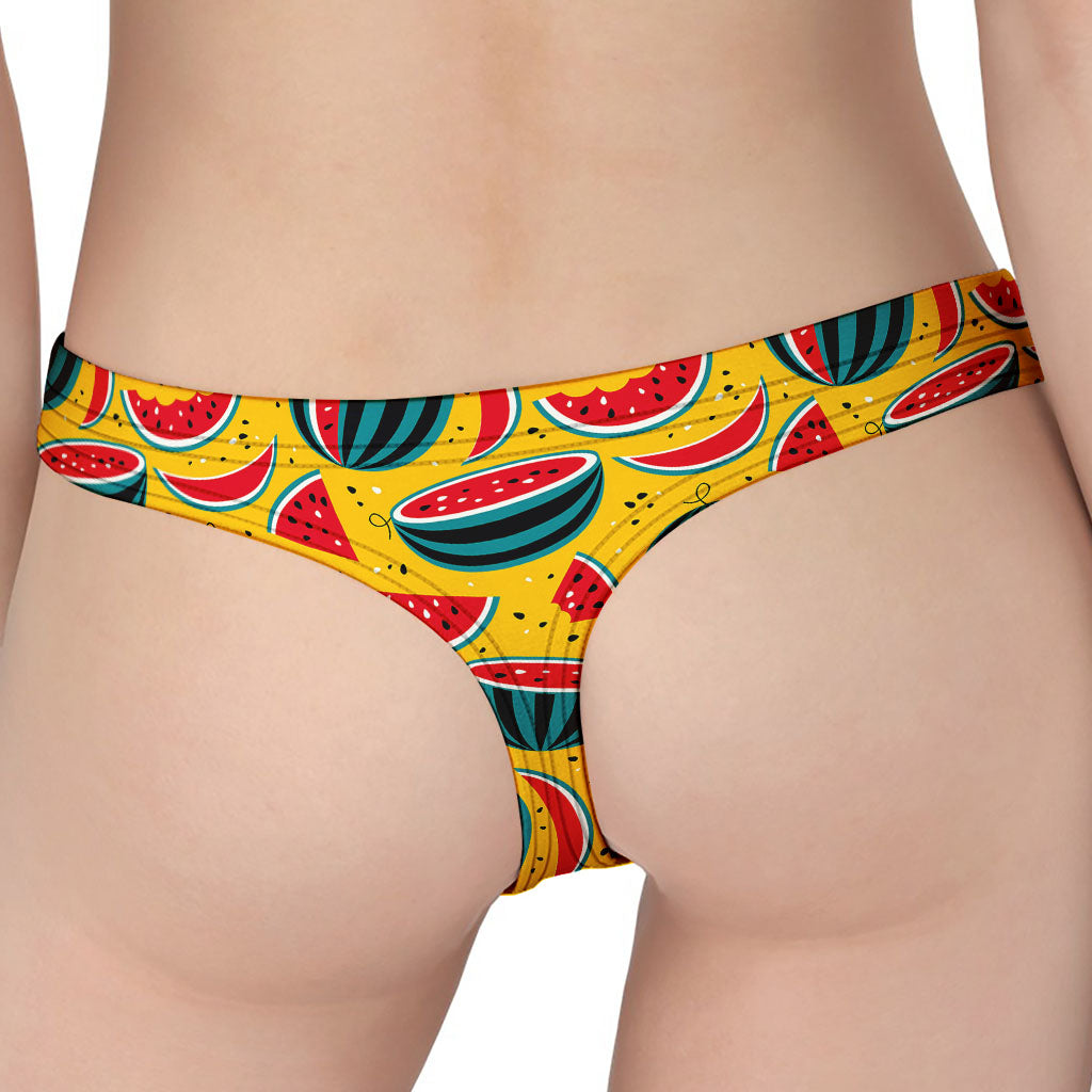 Yellow Watermelon Pieces Pattern Print Women's Thong