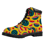 Yellow Watermelon Pieces Pattern Print Work Boots
