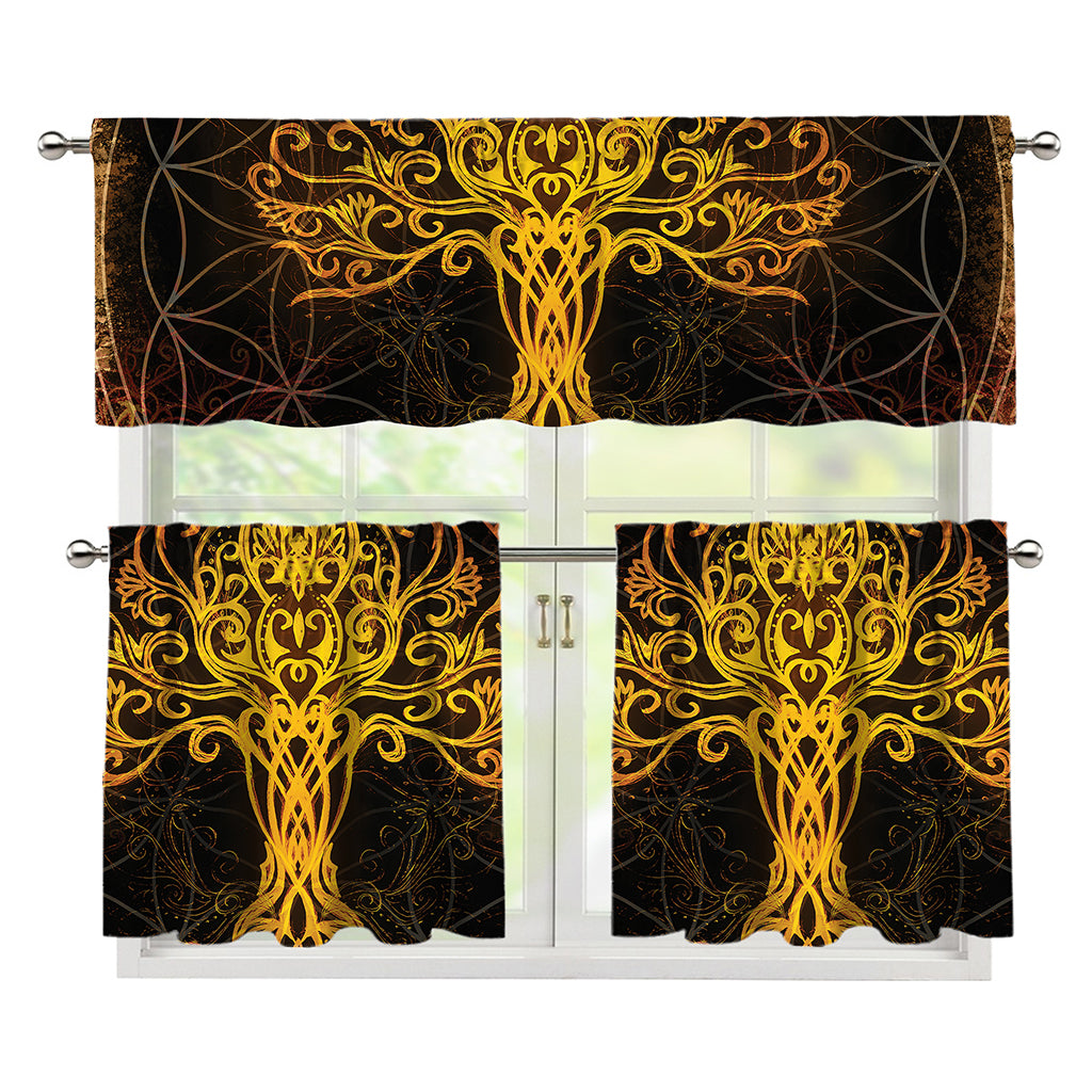 Yggdrasil Tree Of Life Print 3 Piece Kitchen Curtains