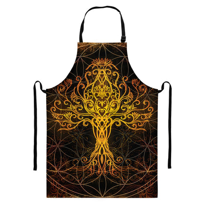 Yggdrasil Tree Of Life Print Bib Apron With Pocket