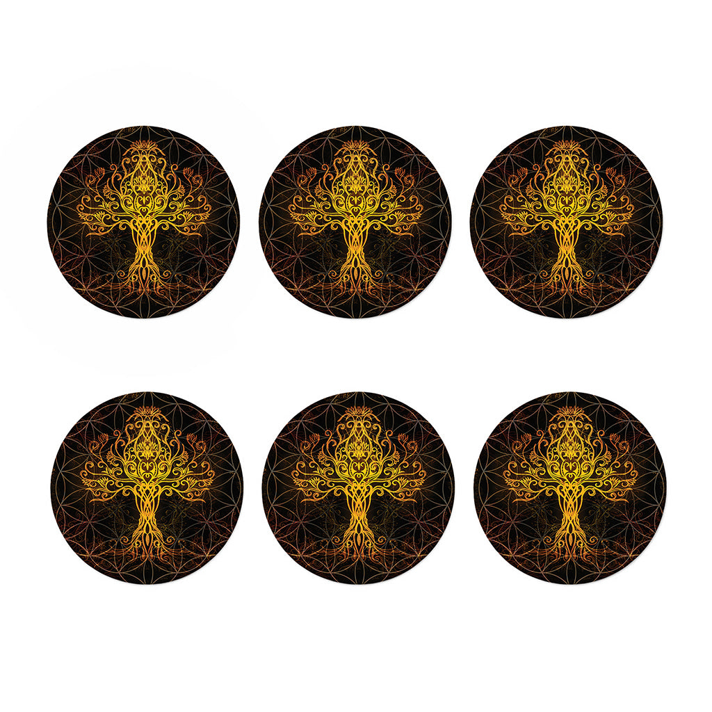 Yggdrasil Tree Of Life Print Coaster Set