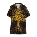 Yggdrasil Tree Of Life Print Cotton Hawaiian Shirt