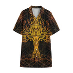 Yggdrasil Tree Of Life Print Cotton Hawaiian Shirt