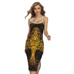 Yggdrasil Tree Of Life Print Cross Back Cami Dress