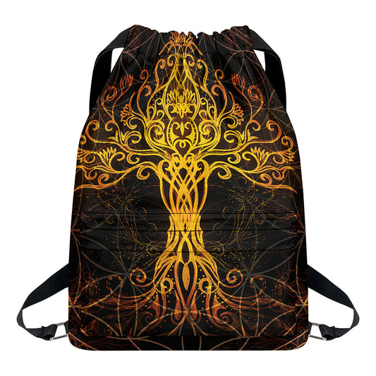 Yggdrasil Tree Of Life Print Drawstring Backpack