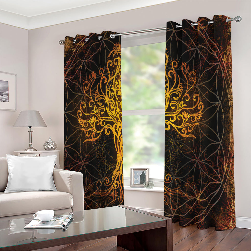 Yggdrasil Tree Of Life Print Extra Wide Grommet Curtains