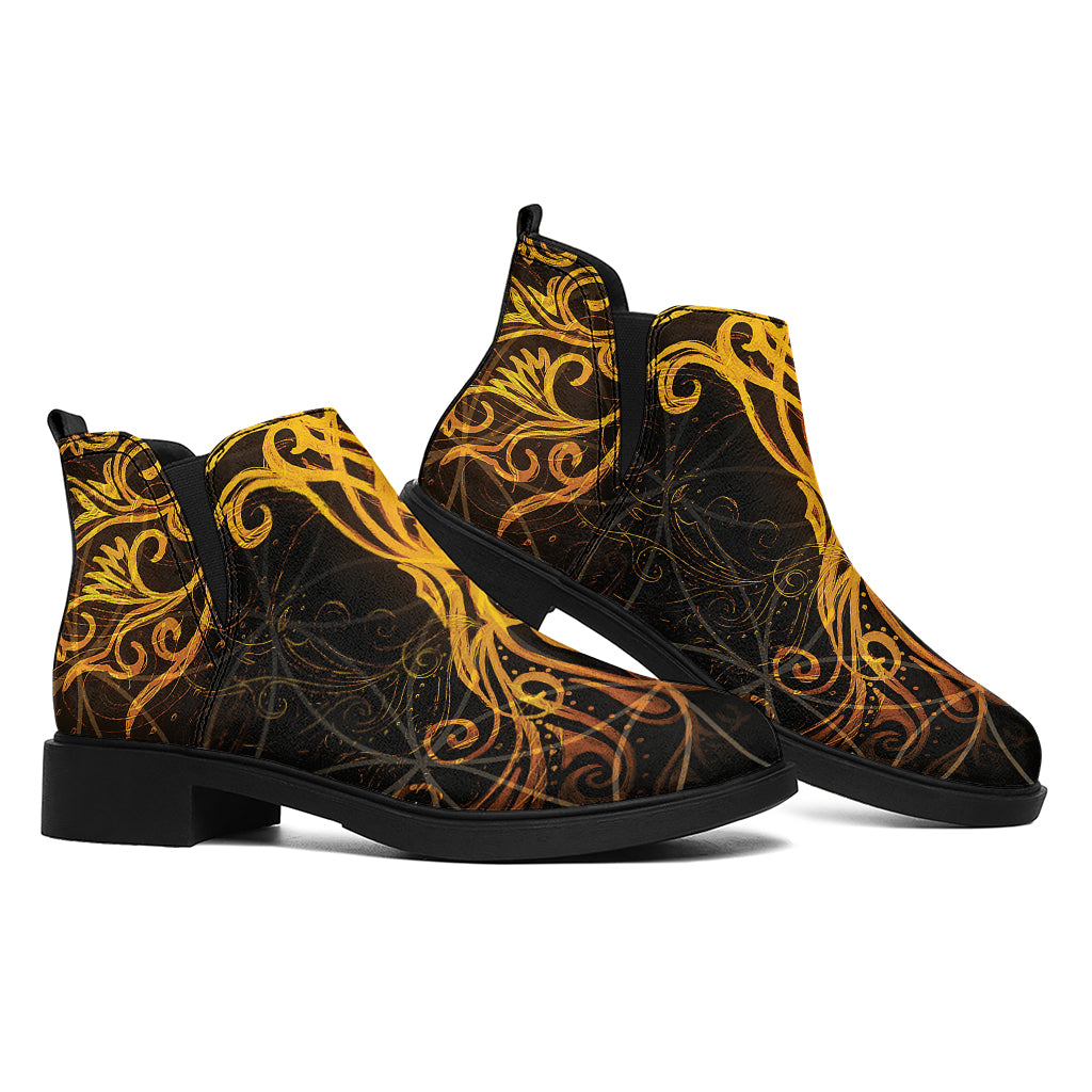 Yggdrasil Tree Of Life Print Flat Ankle Boots