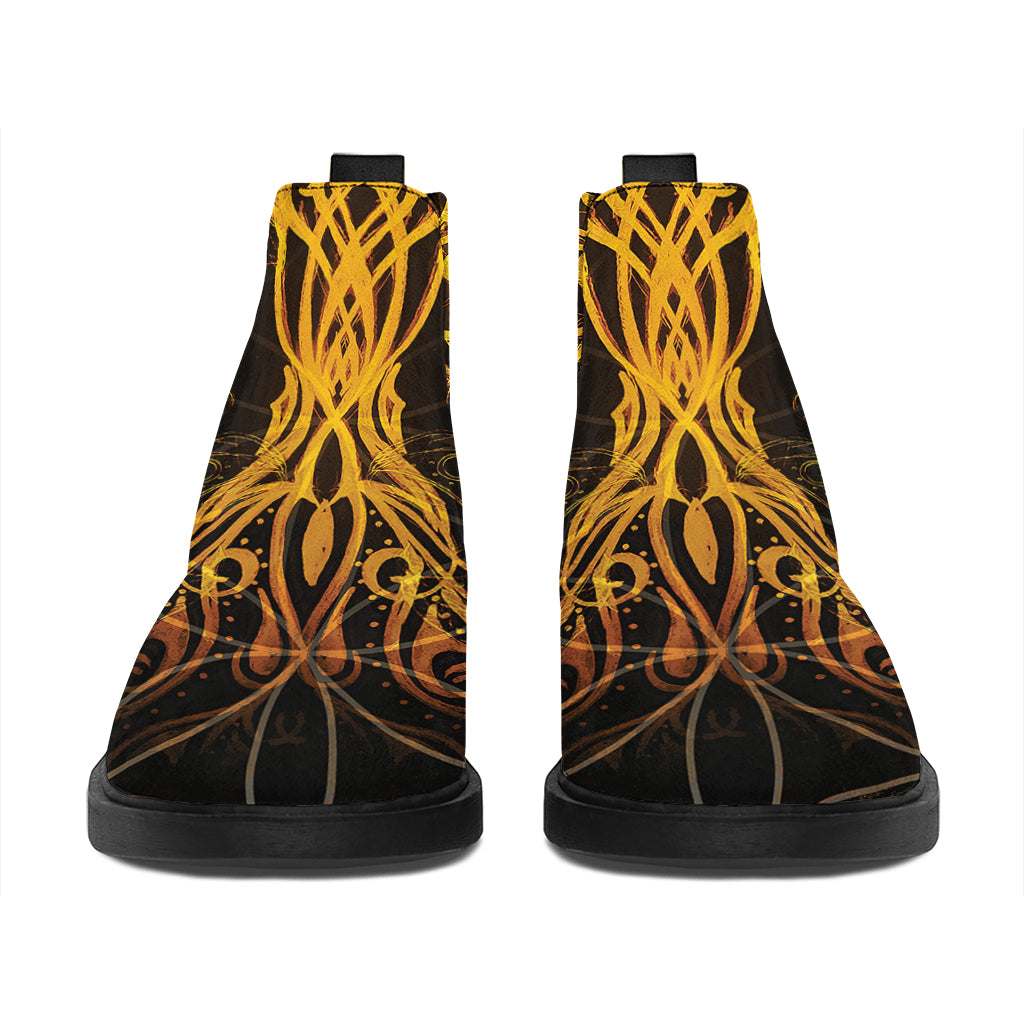 Yggdrasil Tree Of Life Print Flat Ankle Boots