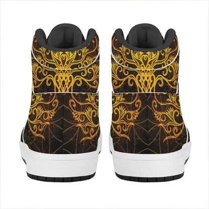 Yggdrasil Tree Of Life Print High Top Leather Sneakers