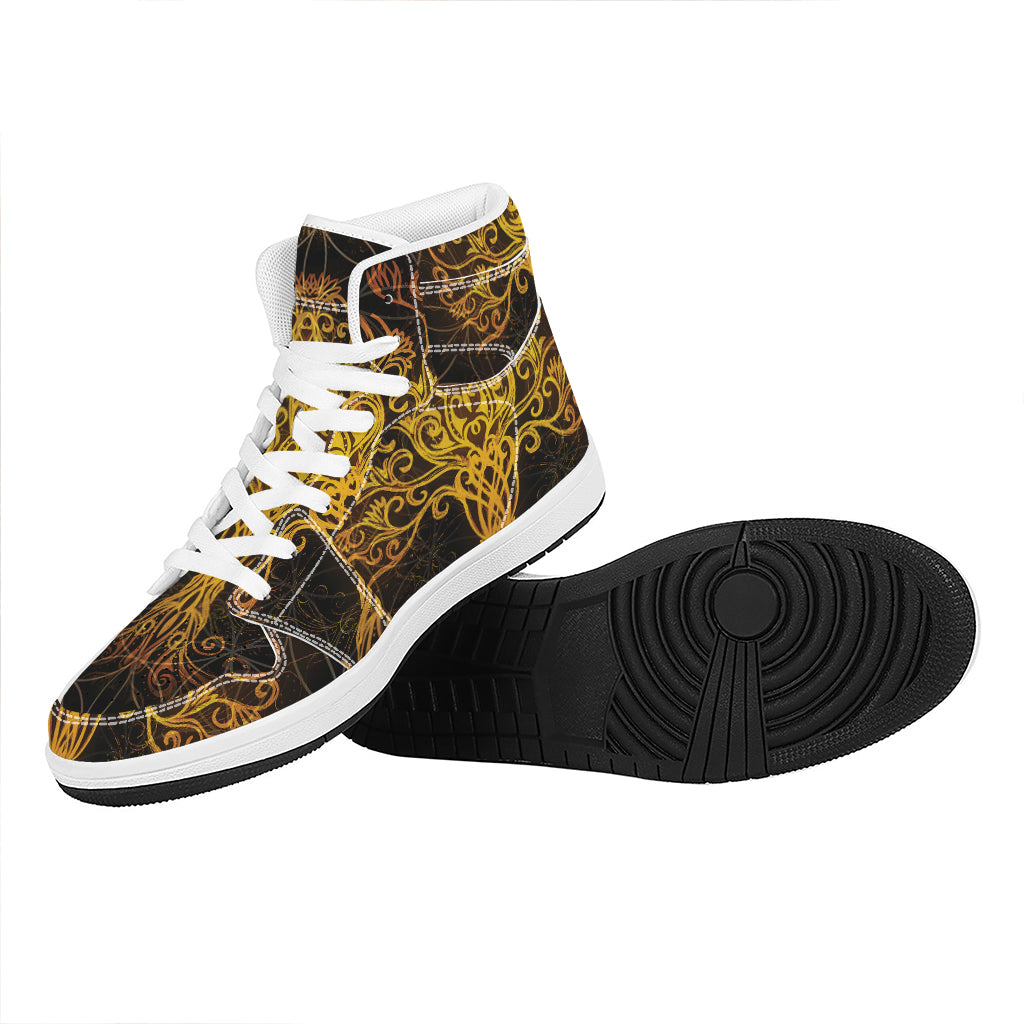 Yggdrasil Tree Of Life Print High Top Leather Sneakers