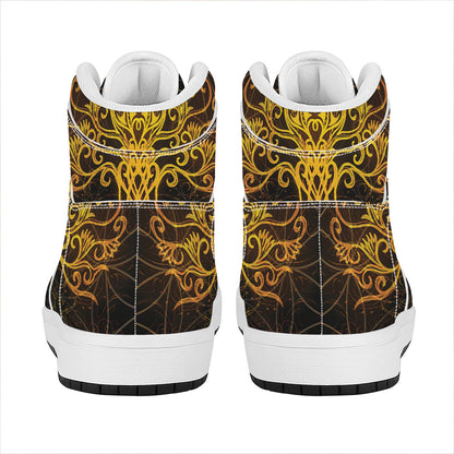 Yggdrasil Tree Of Life Print High Top Leather Sneakers