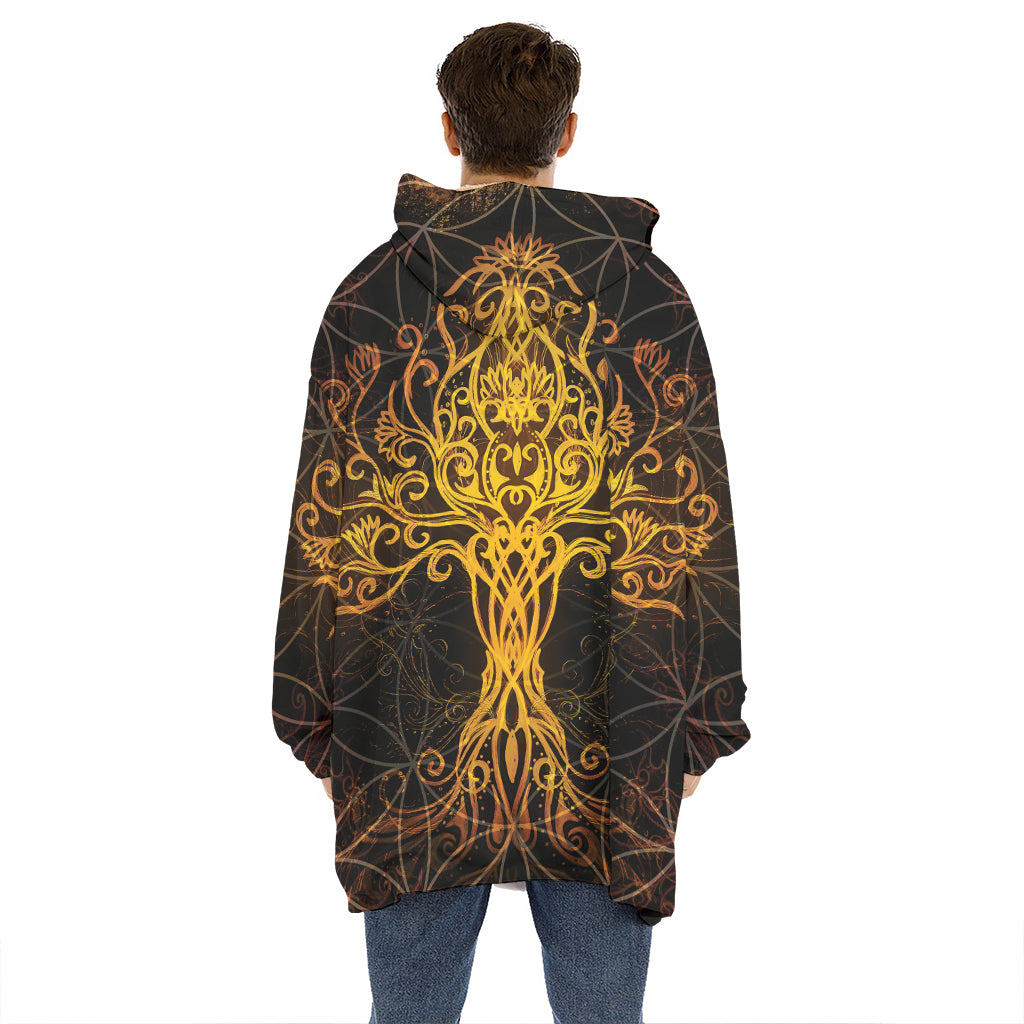 Yggdrasil Tree Of Life Print Hoodie Blanket