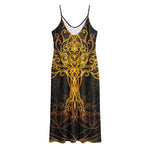Yggdrasil Tree Of Life Print Jersey Midi Cami Dress