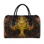 Yggdrasil Tree Of Life Print Leather Duffle Bag