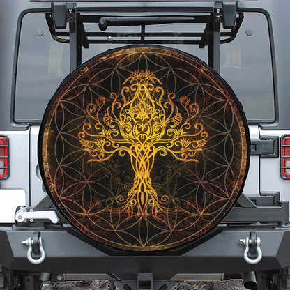 Yggdrasil Tree Of Life Print Leather Spare Tire Cover