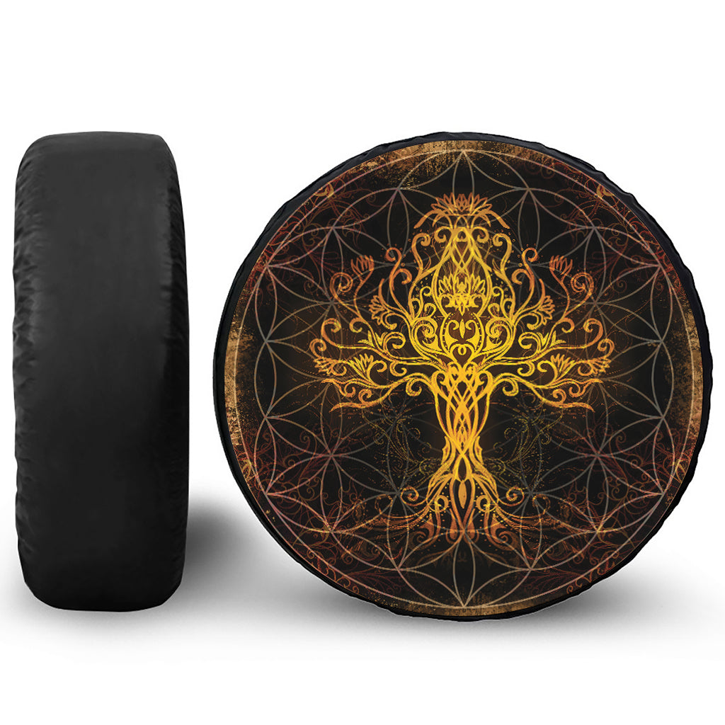Yggdrasil Tree Of Life Print Leather Spare Tire Cover