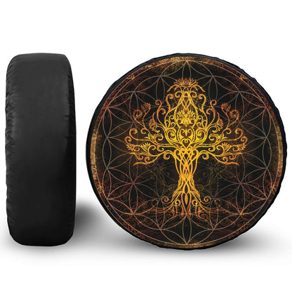 Yggdrasil Tree Of Life Print Leather Spare Tire Cover