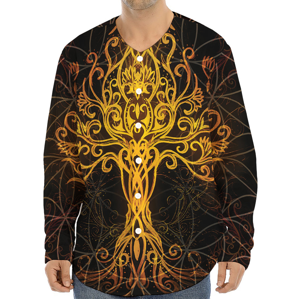 Yggdrasil Tree Of Life Print Long Sleeve Baseball Jersey