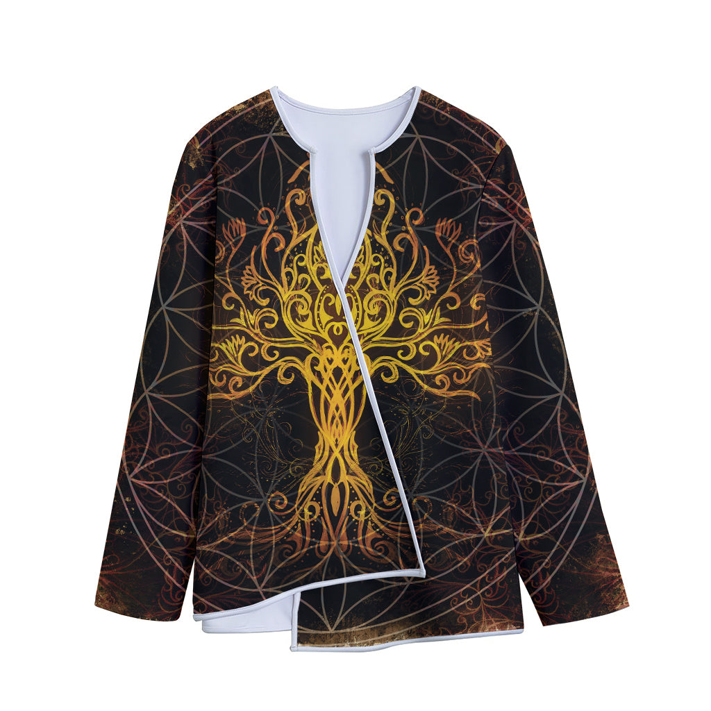 Yggdrasil Tree Of Life Print Long Sleeve Short Coat