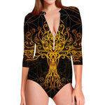 Yggdrasil Tree Of Life Print Long Sleeve Swimsuit