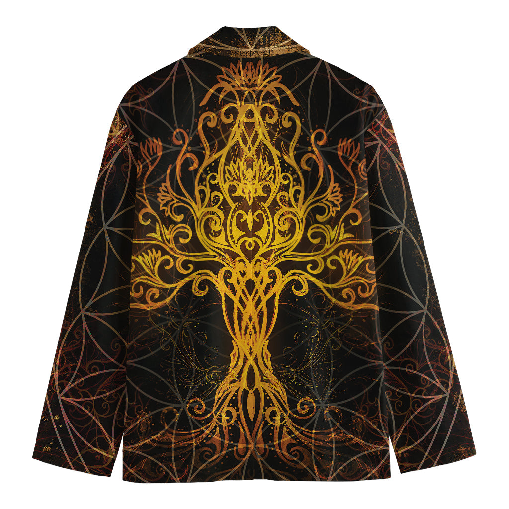 Yggdrasil Tree Of Life Print Men's Cotton Blazer