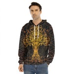 Yggdrasil Tree Of Life Print Men's Velvet Pullover Hoodie