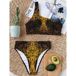 Yggdrasil Tree Of Life Print One Shoulder Bikini Top