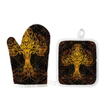 Yggdrasil Tree Of Life Print Oven Mitt And Pot Holder Set