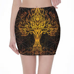 Yggdrasil Tree Of Life Print Pencil Mini Skirt