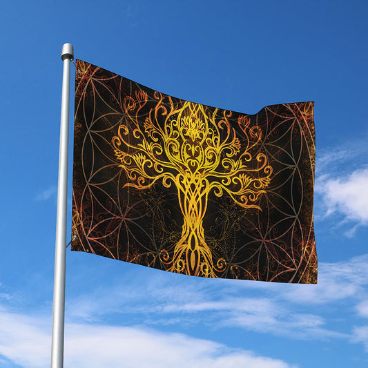Yggdrasil Tree Of Life Print Polyester Flag