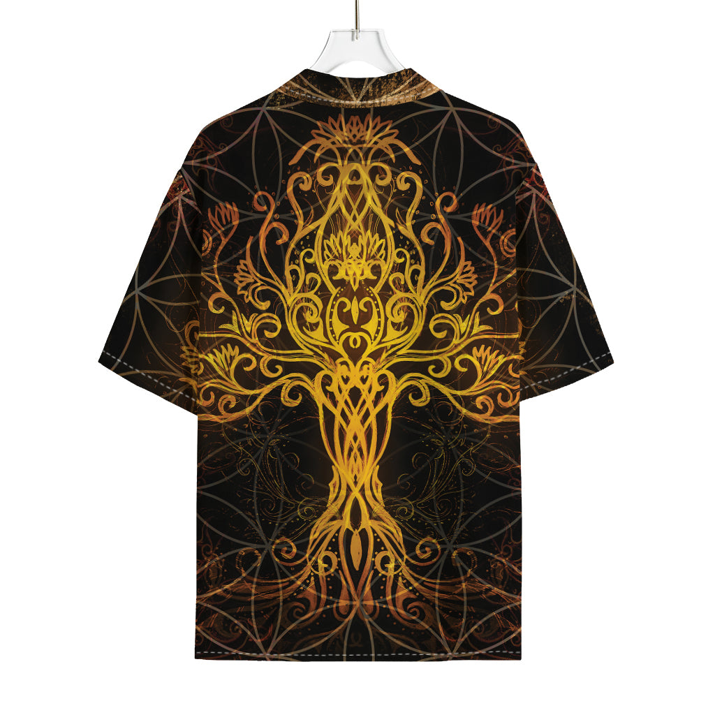 Yggdrasil Tree Of Life Print Rayon Hawaiian Shirt