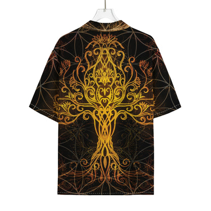 Yggdrasil Tree Of Life Print Rayon Hawaiian Shirt
