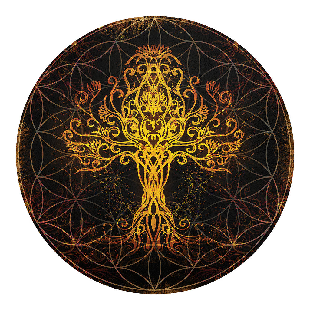 Yggdrasil Tree Of Life Print Round Blanket