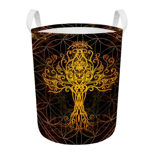 Yggdrasil Tree Of Life Print Round Laundry Basket