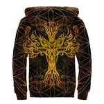 Yggdrasil Tree Of Life Print Sherpa Lined Zip Up Hoodie