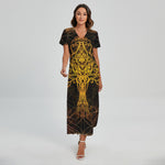 Yggdrasil Tree Of Life Print Short Sleeve Maxi Dress