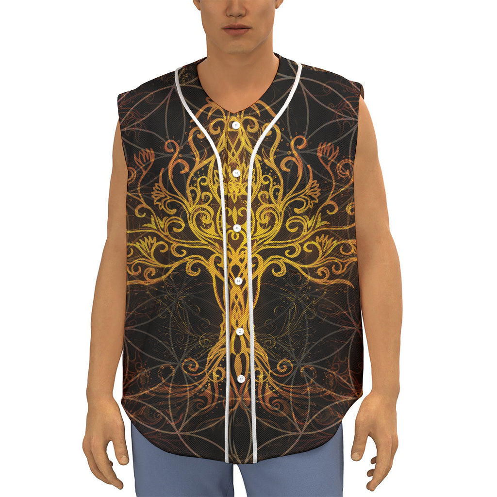 Yggdrasil Tree Of Life Print Sleeveless Baseball Jersey