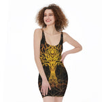 Yggdrasil Tree Of Life Print Sleeveless Bodycon Dress