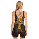 Yggdrasil Tree Of Life Print Sleeveless One Piece Swimsuit