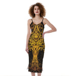Yggdrasil Tree Of Life Print Slim Fit Midi Cami Dress