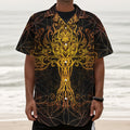 Yggdrasil Tree Of Life Print Textured Short Sleeve Shirt