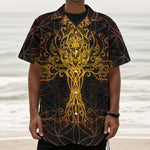 Yggdrasil Tree Of Life Print Textured Short Sleeve Shirt