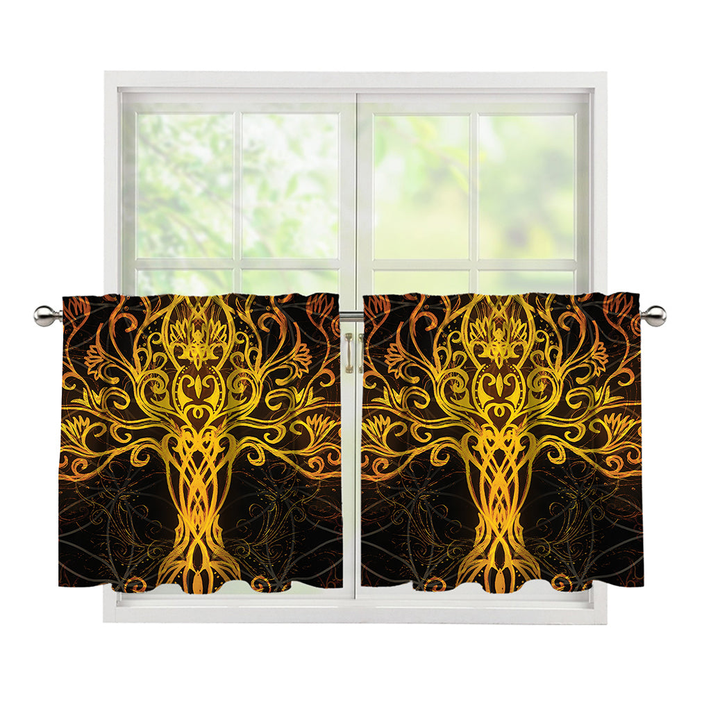 Yggdrasil Tree Of Life Print Tier Curtains