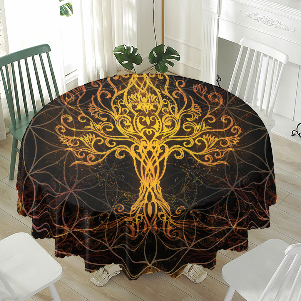Yggdrasil Tree Of Life Print Waterproof Round Tablecloth