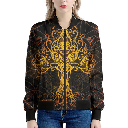 Yggdrasil Tree Of Life Print Women's Bomber Jacket