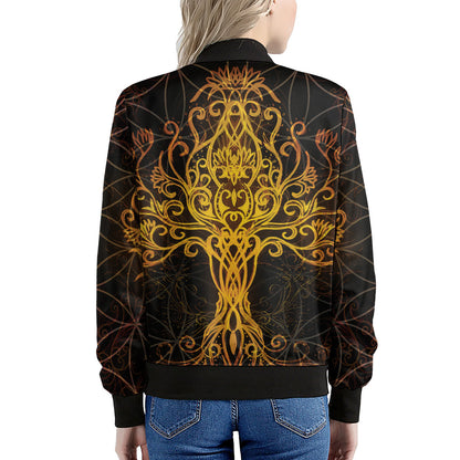 Yggdrasil Tree Of Life Print Women's Bomber Jacket