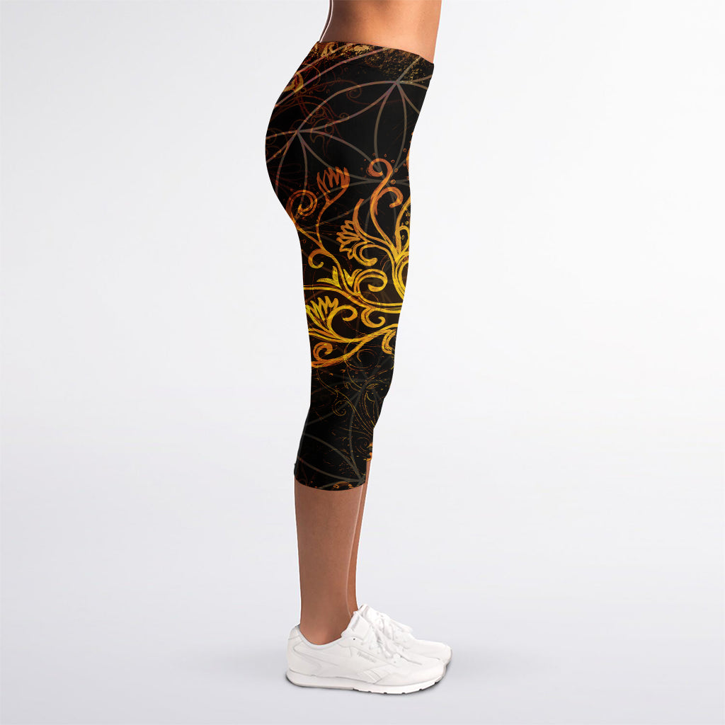 Yggdrasil Tree Of Life Print Women's Capri Leggings