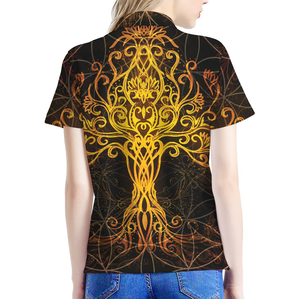 Yggdrasil Tree Of Life Print Women's Polo Shirt